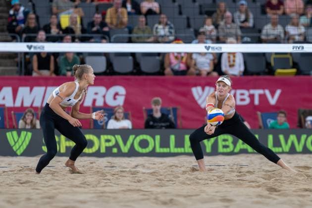 Beach Pro Tour Elite 16 Hamburg, 30 08 2025 Lea Sophie Kunst Player No 2, GER , Paula Schürholz Player No 1 Beach Pro Tour Elite 16 Hamburg on 30 08 2025 Copyright: xBEAUTIFULxSPORTS PeterxWeberx
