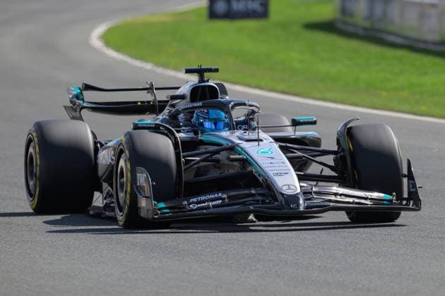 F1 Grand Prix of Netherlands - Qualifying George Russell of Great Britain drives the (63) Mercedes W16 on track during the third practice of the F1 Grand Prix of the Netherlands at Circuit Zandvoort in Zandvoort, Netherlands, on August 30, 2025. Zandvoort Netherland  Copyright: xJonathanxRaax originalFilename:raa-formula1250830_npm9c.jpg