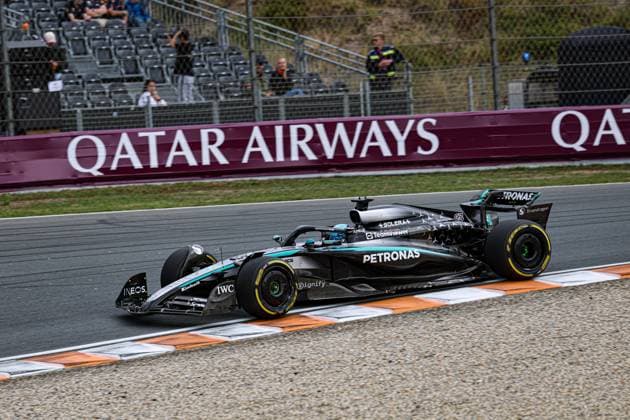 MOTORI - Formula 1 - Heineken Dutch Grand Prix 2025 George Russell (GBR) - Mercedes-AMG PETRONAS F1 Team - Mercedes W16 - Mercedes E Performance during Friday, day2, of Formula 1 Heineken Dutch Grand Prix 2025, Zandvoort, The Nederlands, from Aug 28th to 31th - Round 15 of 24 of 2025 F1 World Championship, WM, Weltmeisterschaft Netherlands Netherlands  Copyright: xIPAxSport ABACAx