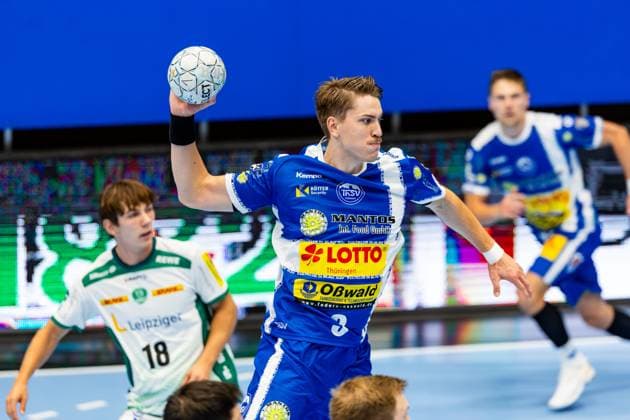 30 08 2025, GER, Handball, Men, Season 25 26, Daikin 1 Bl, 1 Matchday ThSV Eisenach SC DHfK Leipzig Oskar Joelsson ThSV Eisenach,3 99817 Eisenach Werner Assmann Halle Am Sportp Thueringen Germany