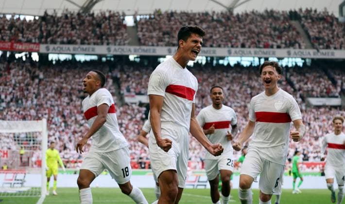 30 08 25 VfB Stuttgart Borussia Mönchengladbach Germany, Stuttgart, 30 08 2025, Football, Bundesliga, VfB Stuttgart Borussia Mönchengladbach Chema Andres VfB Stuttgart Jubel Tor 1 0 Chema