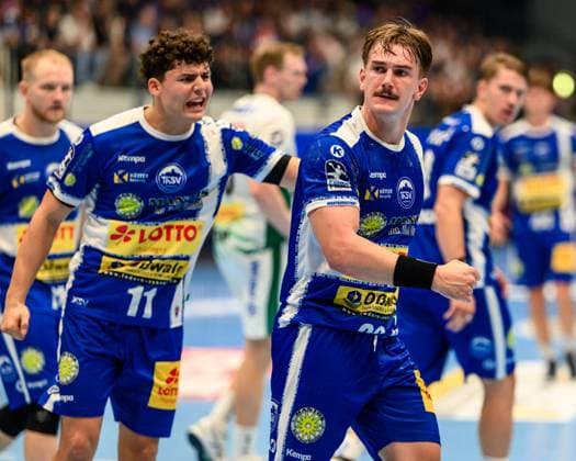 Felix, Aellen center back, ThSV Eisenach, 22 , Gian, Attenhofer right wing, ThSV Eisenach, 11 GER, Thuringia, ThSV Eisenach vs SC DHfK Leipzig, East derby, Derby, Season contract, Season start, 1 Daikin Handballbundesliga, Handball, 1 Matchday, Season 2025 2026, 16 00 hrs, 30 08 2025 GER, Thuringia, ThSV Eisenach vs SC DHfK Leipzig, Eastern derby, derby, season opener, start of season, 1 Daikin Handball Bundesliga, handball, 1 matchday, season 2025 2026, 16 00 hrs, 30 08 2025 Eisenach Copyright: xEibner-Pressefoto MartinxHerbstx EP_MHT