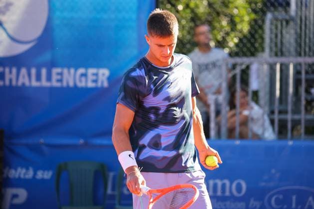 Duje Ajdukovic (CRO) during ATP, Tennis Herren Como Lake Challenger 2025, International Tennis match in Como, Italy, August 29 2025  Copyright: xRobertaxCorradin IPAxSportx xipa-agency.netx xx IPA_63673704 IPA_Agency_IPA63673704