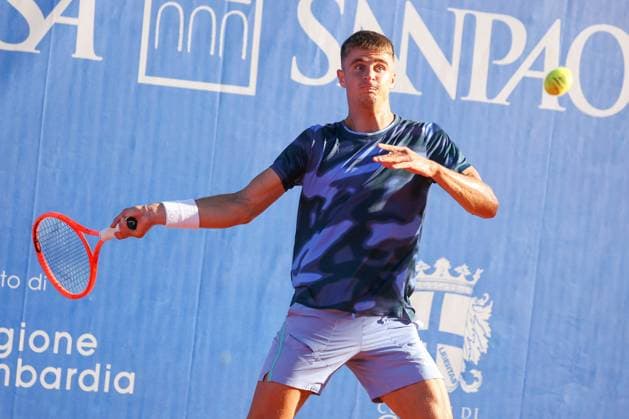 Duje Ajdukovic (CRO) during ATP, Tennis Herren Como Lake Challenger 2025, International Tennis match in Como, Italy, August 29 2025  Copyright: xRobertaxCorradin IPAxSportx xipa-agency.netx xx IPA_63673710 IPA_Agency_IPA63673710