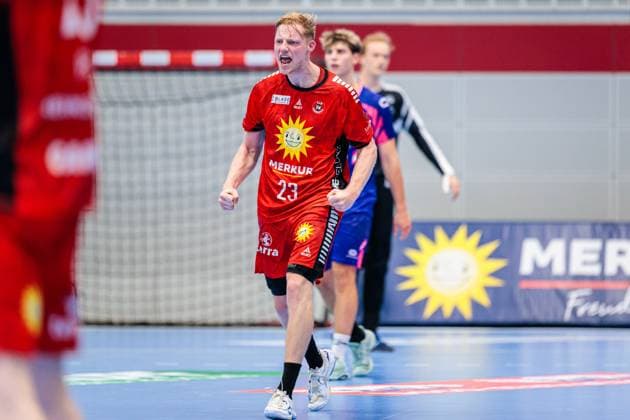 Niko Blaauw TuS N Luebbecke, 23 celebrates after scoring goal GER, TuS N Luebbecke vs TSV Bayer Dormagen, Handball, 2 Bundesliga, 1 Matchday, Season 2025 2026, 30 08 2025 GER, TuS N Luebbecke vs TSV Bayer Dormagen, Handball, 2 Bundesliga, 1 Matchday, Season 2025 2026, 30 08 2025 Luebbecke Copyright: xEibner-Pressefoto JanxRollingerx EP_JSK
