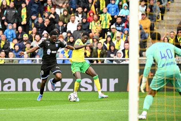 FC Nantes v AJ Auxerre - Ligue 1 McDonald s 2025 2026 29 Marvin SENAYA (aja) - 11 Bahereba GUIRASSY (fcn) during the Ligue 1 McDonald s match between Nantes and Auxerre at Stade de la Beaujoire on August 30, 2025 in Nantes, France. Nantes France  Copyright: xFEPx 776348115