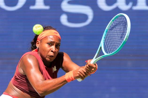 August 30, 2025, Flushing Meadows, New York, USA: Coco Gauff hits a double backhand return during a match against Magdalena Frech on Day 7 of the 2025 US Open at USTA Billie Jean King National Tennis Center on Saturday August 30, 2025 in the Flushing neighborhood of the Queens borough of New York City. JAVIER ROJAS PI Flushing Meadows USA - ZUMAp124 20250830_zaa_p124_036 Copyright: xJavierxRojasx