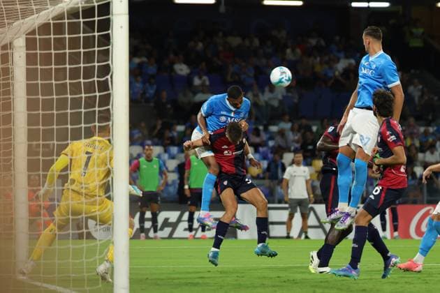 Napoli™s Juan Jesus during the Serie A soccer match between Napoli and Cagliari at the Diego Armando Maradona Stadium in Naples, southern italy - Saturday , August 30 , 2025. - Soccer .  Copyright: xAlessandroxGarofalo LaPressex