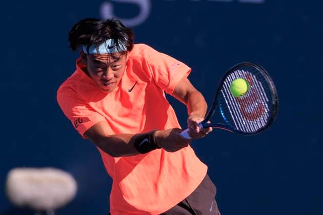 August 30, 2025, Flushing Meadows, New York, USA: Coleman Wong hits a double backhand return during a match against Andrey Rublev on Day 7 of the 2025 US Open at USTA Billie Jean King National Tennis Center on Saturday August 30, 2025 in the Flushing neighborhood of the Queens borough of New York City. JAVIER ROJAS PI Flushing Meadows USA - ZUMAp124 20250830_zaa_p124_096 Copyright: xJavierxRojasx