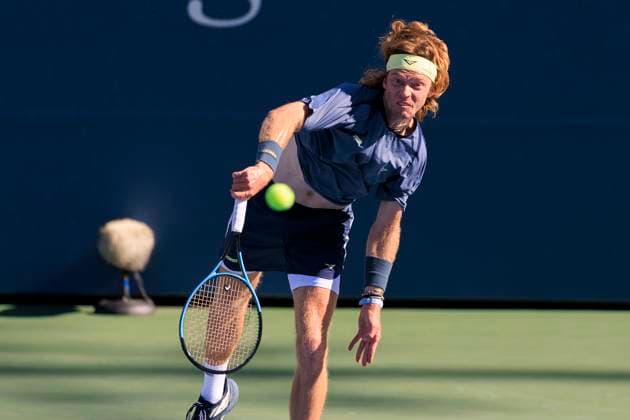 August 30, 2025, Flushing Meadows, New York, USA: Andrey Rublev serves during a match against Coleman Wong on Day 7 of the 2025 US Open at USTA Billie Jean King National Tennis Center on Saturday August 30, 2025 in the Flushing neighborhood of the Queens borough of New York City. JAVIER ROJAS PI Flushing Meadows USA - ZUMAp124 20250830_zaa_p124_086 Copyright: xJavierxRojasx