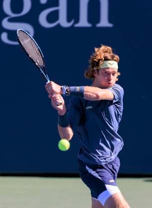 August 30, 2025, Flushing Meadows, New York, USA: Andrey Rublev hits a double backhand return during a match against Coleman Wong on Day 7 of the 2025 US Open at USTA Billie Jean King National Tennis Center on Saturday August 30, 2025 in the Flushing neighborhood of the Queens borough of New York City. JAVIER ROJAS PI Flushing Meadows USA - ZUMAp124 20250830_zaa_p124_079 Copyright: xJavierxRojasx