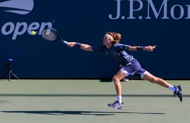 August 30, 2025, Flushing Meadows, New York, USA: Andrey Rublev misses the ball on a forehand return during a match against Coleman Wong on Day 7 of the 2025 US Open at USTA Billie Jean King National Tennis Center on Saturday August 30, 2025 in the Flushing neighborhood of the Queens borough of New York City. JAVIER ROJAS PI Flushing Meadows USA - ZUMAp124 20250830_zaa_p124_078 Copyright: xJavierxRojasx