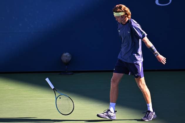 (250831) -- NEW YORK, Aug. 31, 2025 -- Andrey Rublev of Russia reacts during the men s singles third round match against Coleman Wong of China s Hong Kong at the 2025 US Open tennis championships in New York, the United States, Aug. 30, 2025. ) (SP)U.S.-NEW YORK-TENNIS-US OPEN-MEN S SINGLES-RUBLEV VS WONG LixRui 