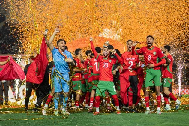 Morocco v Madagascar - African Nations Championship NAIROBI, KENYA - AUGUST 30: Players of Morocco celebrate their victory at the end of the African Nations Championship final match between Madagascar and Morocco at Kasarani stadium in Nairobi, capital of Kenya, on August 30, 2025. Edwin Ndeke Anadolu Nairobi Kenya. Editorial use only. Please get in touch for any other usage.  Copyright: x2025xAnadoluxEdwinxNdekex