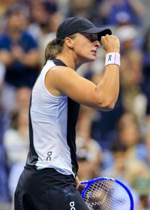 August 30, 2025, Flushing Meadows, New York, USA: Iga Swiatek reacts after winning her match match against Anna Kalinskaya on Day 7 of the 2025 US Open at USTA Billie Jean King National Tennis Center on Saturday August 30, 2025 in the Flushing neighborhood of the Queens borough of New York City. JAVIER ROJAS PI Flushing Meadows USA - ZUMAp124 20250830_zaa_p124_139 Copyright: xJavierxRojasx