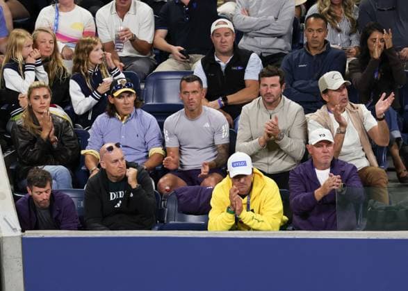 Alexander Zverev team in the players box, US Open Championships 2023, USTA Billie Jean King National Tennis Center, Flushing Meadows, New York, USA Copyright: xJuergenxHasenkopfx