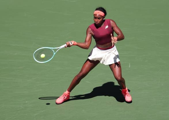 Coco Gauff, from above, US Open Championships 2023, USTA Billie Jean King National Tennis Center, Flushing Meadows, New York, USA Copyright: xJuergenxHasenkopfx