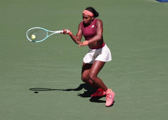Coco Gauff, from above, US Open Championships 2023, USTA Billie Jean King National Tennis Center, Flushing Meadows, New York, USA Copyright: xJuergenxHasenkopfx