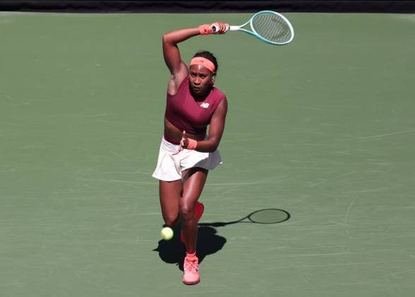 Coco Gauff, from above, US Open Championships 2023, USTA Billie Jean King National Tennis Center, Flushing Meadows, New York, USA Copyright: xJuergenxHasenkopfx