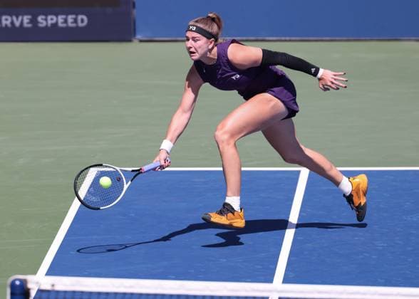 Karolina Muchova, from above, US Open Championships 2023, USTA Billie Jean King National Tennis Center, Flushing Meadows, New York, USA Copyright: xJuergenxHasenkopfx