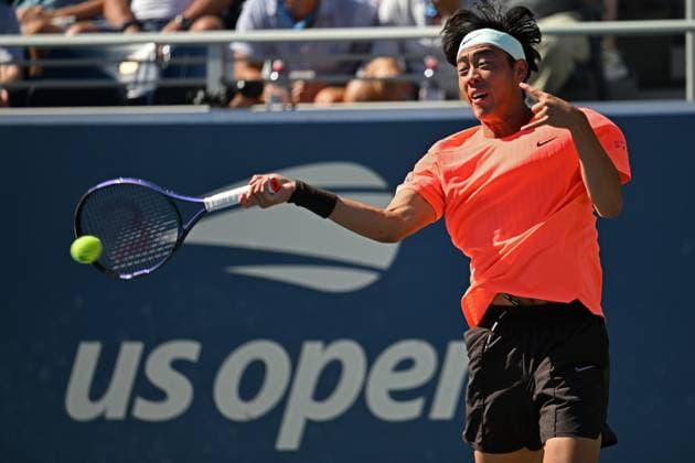 (250831) -- NEW YORK, Aug. 31, 2025 -- Coleman Wong of China s Hong Kong hits a return during the men s singles third round match against Andrey Rublev of Russia at the 2025 US Open tennis championships in New York, the United States, Aug. 30, 2025. ) (SP)U.S.-NEW YORK-TENNIS-US OPEN-MEN S SINGLES-RUBLEV VS WONG LixRui 