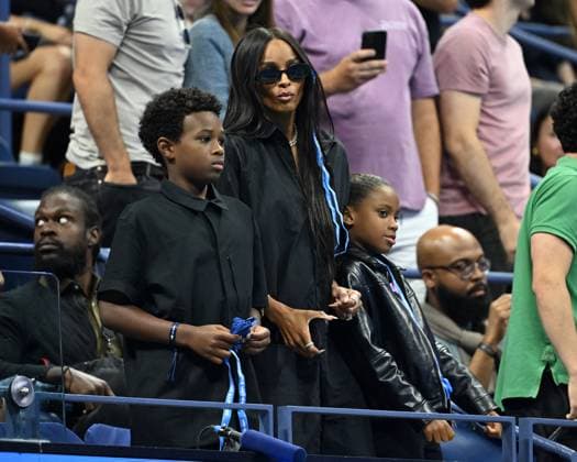 Ciara and her children are seen watchingAlexander Bublik of KAZ Vs Tommy Paul of USA on Arthur Ashe Stadium on day 7 at the 2025 US Open Tennis Championship at the USTA Billie Jean King National Tennis Center in New York City on Saturday, August 30, 2025.  NYP20250830319 LARRYxMARANO