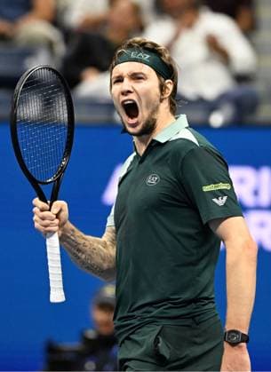 Alexander Bublik of KAZ Vs Tommy Paul of USA on Arthur Ashe Stadium on day 7 at the 2025 US Open Tennis Championship at the USTA Billie Jean King National Tennis Center in New York City on Saturday, August 30, 2025.  NYP20250830321 LARRYxMARANO