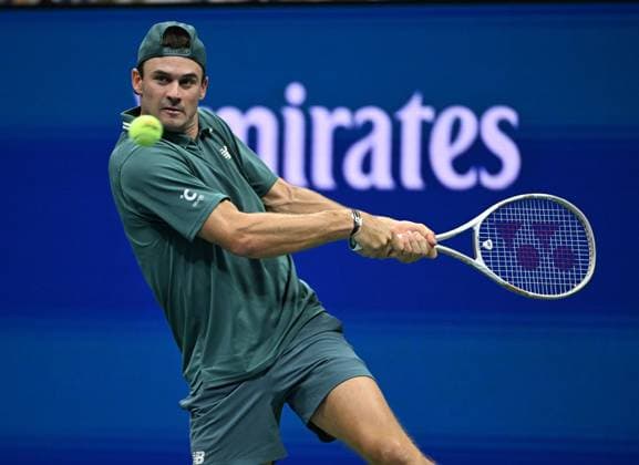 Tommy Paul of USA Vs Alexander Bublik of KAZ on Arthur Ashe Stadium on day 7 at the 2025 US Open Tennis Championship at the USTA Billie Jean King National Tennis Center in New York City on Saturday, August 30, 2025.  NYP20250830327 LARRYxMARANO