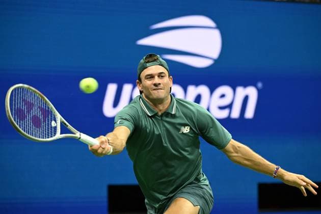 Tommy Paul of USA Vs Alexander Bublik of KAZ on Arthur Ashe Stadium on day 7 at the 2025 US Open Tennis Championship at the USTA Billie Jean King National Tennis Center in New York City on Saturday, August 30, 2025.  NYP20250830331 LARRYxMARANO