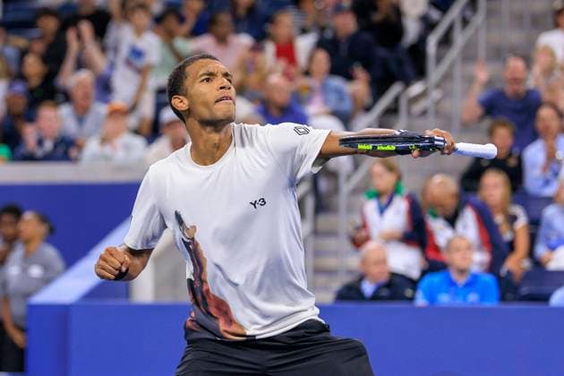 August 30, 2025, Flushing Meadows, New York, USA: FELIX AUGER-ALIASSIME reacts after winning a set during a match against Alexander Zverev on Day 7 of the 2025 US Open at USTA Billie Jean King National Tennis Center on Saturday in the Flushing neighborhood of the Queens borough of New York City. Flushing Meadows USA - ZUMAp124 20250830_zaa_p124_168 Copyright: xJavierxRojasx