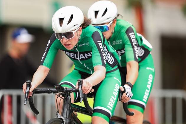 2025 UCI Para-cycling Road World Championships Picture by John Clifton SWpix.com - 31 08 2025 - Cycling - 2025 UCI Para-cycling Road World Championships - Ronse, Flanders, Belgium - Women B Road Race - Katie-George Dunlevy piloted by Linda Kelly (Ireland) Copyright: x xSWpix.comx(t axPhotographyxHubxLtd)xJohnxClifton SWpix.comx SWP-3069-1532
