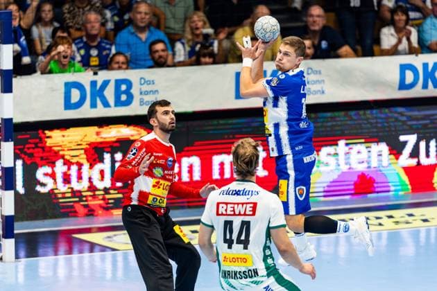 30 08 2025, GER, Handball, Men, Season 25 26, Daikin 1 Bl, 1 Matchday ThSV Eisenach SC DHfK Leipzig Vincent Buechner ThSV Eisenach,74 99817 Eisenach Werner Assmann Halle Am Sportp Thueringen Germany