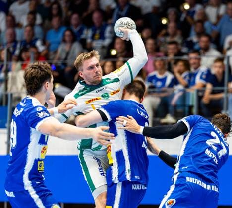 30 08 2025, GER, Handball, Men, Season 25 26, Daikin 1 Bl, 1 Matchday ThSV Eisenach SC DHfK Leipzig Franz Semper SC DHfK Leipzig 99817 Eisenach Werner Assmann Halle Am Sportp Thueringen Germany