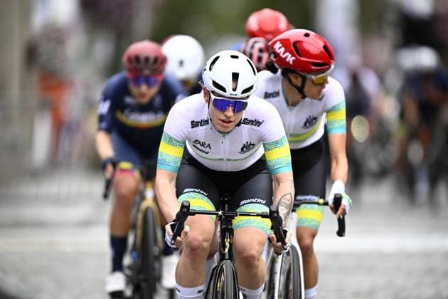 Australia Tara Neyland (WC4) pictured in action during the road race at the UCI Para-cycling Road World Championships, Sunday 31 August 2025, in Ronse. The UCI Para-Cycling Road World Championships take place from 28 to 31 Augustus in Ronse. JASPERxJACOBS  x132919935x