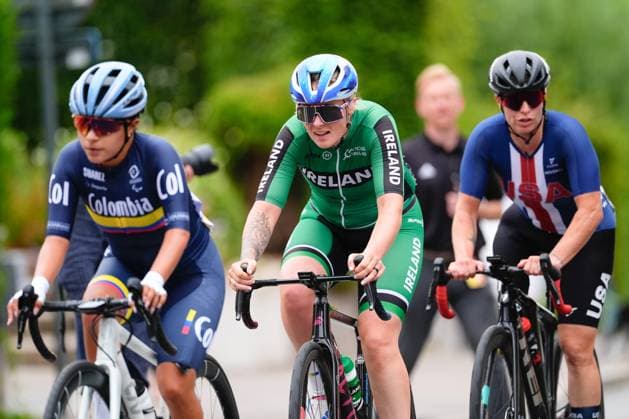2025 UCI Para-cycling Road World Championships Picture by Olly Hassell SWpix.com - 31 08 2025 - Cycling - 2025 UCI Para-cycling Road World Championships - Ronse, Flanders, Belgium - Women C1-3 Road Race - Richael Timothy (Ireland) Copyright: x xSWpix.comx(t axPhotographyxHubxLtd)xOllyxHassell SWpix.comx SWP-3069-1595