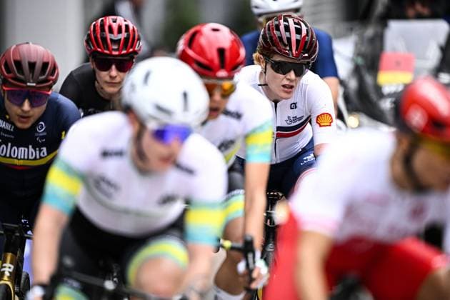 United Kingdom Morgan Newberry (WC5) pictured in action during the UCI Para-cycling Road World Championships, Sunday 31 August 2025, in Ronse. The UCI Para-Cycling Road World Championships take place from 28 to 31 Augustus in Ronse. JASPERxJACOBS  x132921639x