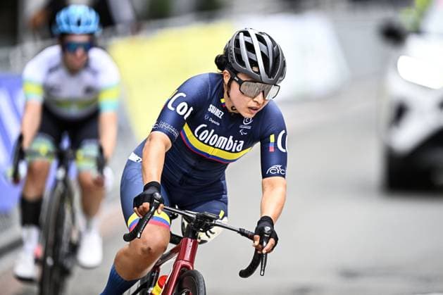 Colombia Daniela Carolina Munevar Florez (WC2) pictured in action during the UCI Para-cycling Road World Championships, Sunday 31 August 2025, in Ronse. The UCI Para-Cycling Road World Championships take place from 28 to 31 Augustus in Ronse. JASPERxJACOBS  x132921691x