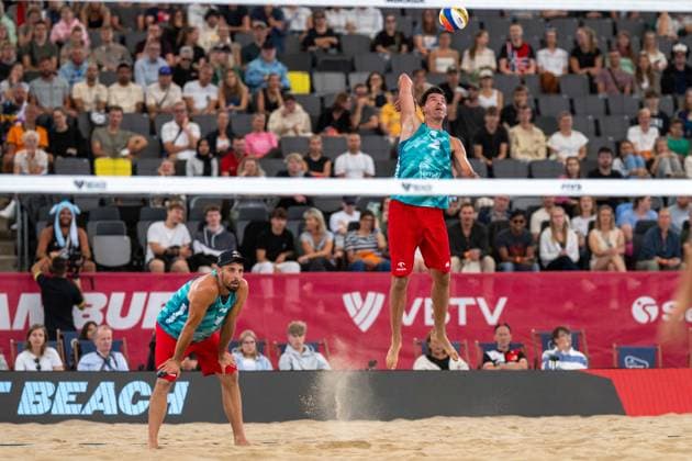 Beach Pro Tour Elite 16 Hamburg, 31 08 2025 Michal Bryl Player 2, POL , Bartosz osiak Player 1 Beach Pro Tour Elite 16 Hamburg on 31 08 2025 Copyright: xBEAUTIFULxSPORTS PeterxWeberx