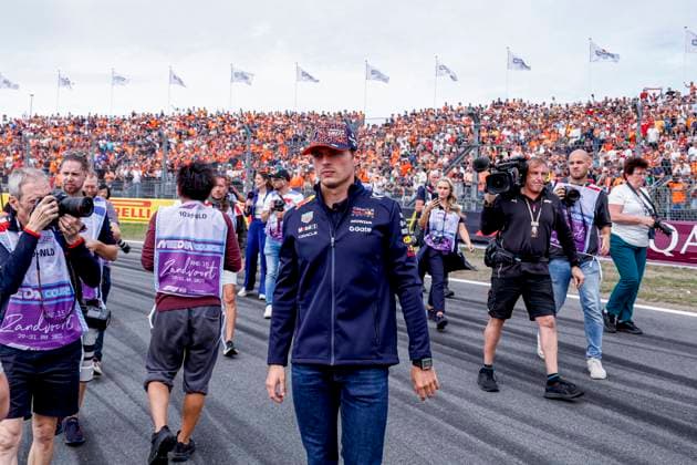 Drivers Parade Max Verstappen of the Netherlands and Oracle Red Bull Racing looks on and in the orange arena during the Formula 1 Heineken Dutch Grand Prix 2025 on Day 3 at Circuit Zandvoort on August 31, 2025 in Zandvoort, Netherlands Photo by Marcel ter Bals DeFodi Images