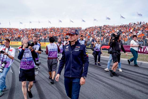 Drivers Parade Max Verstappen of the Netherlands and Oracle Red Bull Racing looks on and in the orange arena during the Formula 1 Heineken Dutch Grand Prix 2025 on Day 3 at Circuit Zandvoort on August 31, 2025 in Zandvoort, Netherlands Photo by Marcel ter Bals DeFodi Images