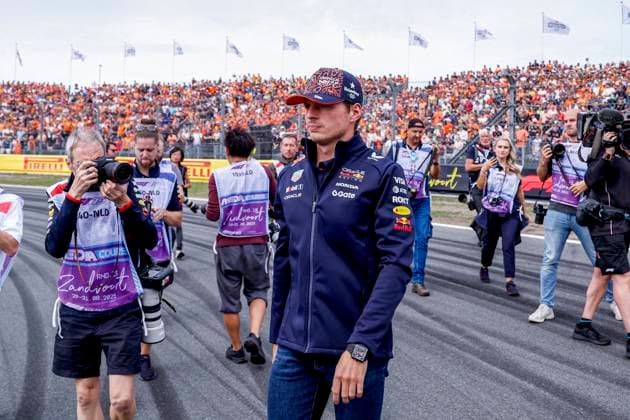 Drivers Parade Max Verstappen of the Netherlands and Oracle Red Bull Racing looks on and in the orange arena during the Formula 1 Heineken Dutch Grand Prix 2025 on Day 3 at Circuit Zandvoort on August 31, 2025 in Zandvoort, Netherlands Photo by Marcel ter Bals DeFodi Images