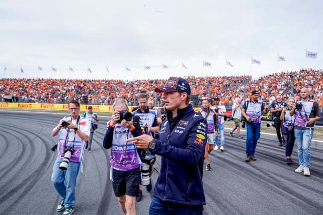 Drivers Parade Max Verstappen of the Netherlands and Oracle Red Bull Racing looks on and in the orange arena during the Formula 1 Heineken Dutch Grand Prix 2025 on Day 3 at Circuit Zandvoort on August 31, 2025 in Zandvoort, Netherlands Photo by Marcel ter Bals DeFodi Images