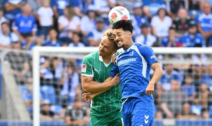 31 08 2025 Soccer Season 2025 2026 2 Soccer Bundesliga 04 Matchday 1 FC Magdeburg FCM SpVgg Greuther Fürth Kleeblatt Sportfoto Zink xwoxzix DFL regulations prohibit any use of photographs as image sequences and or quasi video only for editorial use Mathias Flaga Olesen 8, SpVgg Greuther Fürth in header duel with Laurin Ulrich 8, 1 FC Magdeburg FCM