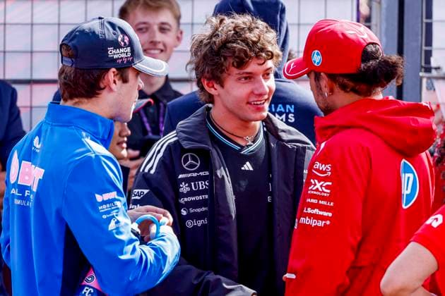 Drivers Parade Franco Colapinto of Argentina and BWT Alpine F1 Team and Lewis Hamilton of the United Kingdom and Scuderia Ferrari HP F1 Team and Andrea Kimi Antonelli of Italy and Mercedes AMG Petronas F1 Team during the Formula 1 Heineken Dutch Grand Prix 2025 on Day 3 at Circuit Zandvoort on August 31, 2025 in Zandvoort, Netherlands Photo by Marcel ter Bals DeFodi Images