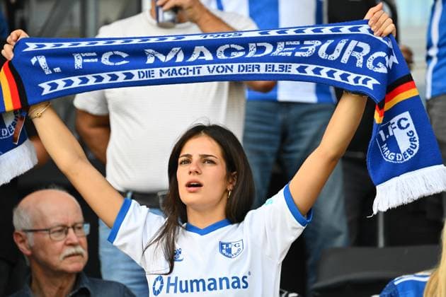 31 08 2025 Soccer Season 2025 2026 2 Soccer Bundesliga 04 Matchday 1 FC Magdeburg FCM SpVgg Greuther Fürth Kleeblatt Sportfoto Zink xwoxzix DFL regulations prohibit any use of photographs as image sequences and or quasi video only for editorial use Fans Fanblock FCM