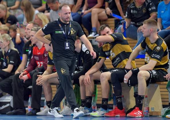 30 08 2025, Dresden coach André Haber, Handball, 2 Bundesliga, HC Elbflorenz Dresden SG BBM Bietigheim 24 28, c Dresden