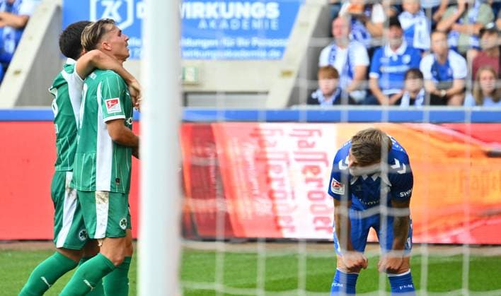 31 08 2025 Soccer Season 2025 2026 2 Soccer Bundesliga 04 Matchday 1 FC Magdeburg FCM SpVgg Greuther Fürth Kleeblatt Sportfoto Zink xwoxzix DFL regulations prohibit any use of photographs as image sequences and or quasi video only for editorial use Torjubel Jubel Freude nach Treffer Tor Torschuß zum 2 4 durch Felix Klaus 30, SpVgg Greuther Fürth