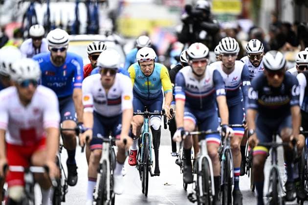 Kazakhstan Pavel Babenko (MC4) pictured in action during the UCI Para-cycling Road World Championships, Sunday 31 August 2025, in Ronse. The UCI Para-Cycling Road World Championships take place from 28 to 31 Augustus in Ronse. JASPERxJACOBS  x132935561x
