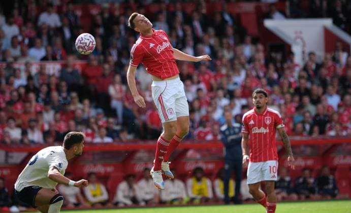 Chris Wood of Nottingham Forest seen in action during the Premier league football match between Nottingham Forest and West Ham Utd at City Ground in Nottingham. Copyright: xPaulxBonser SportsxPressxPhotox Sportspressphoto_SPR18947