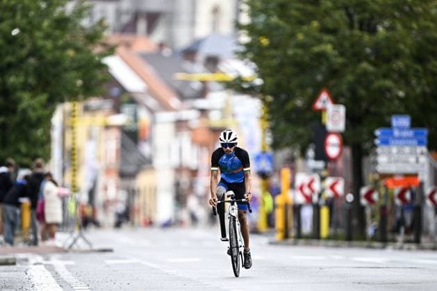 India Sameer Sameer (MC4) pictured in action during the UCI Para-cycling Road World Championships, Sunday 31 August 2025, in Ronse. The UCI Para-Cycling Road World Championships take place from 28 to 31 Augustus in Ronse. JASPERxJACOBS  x132938634x
